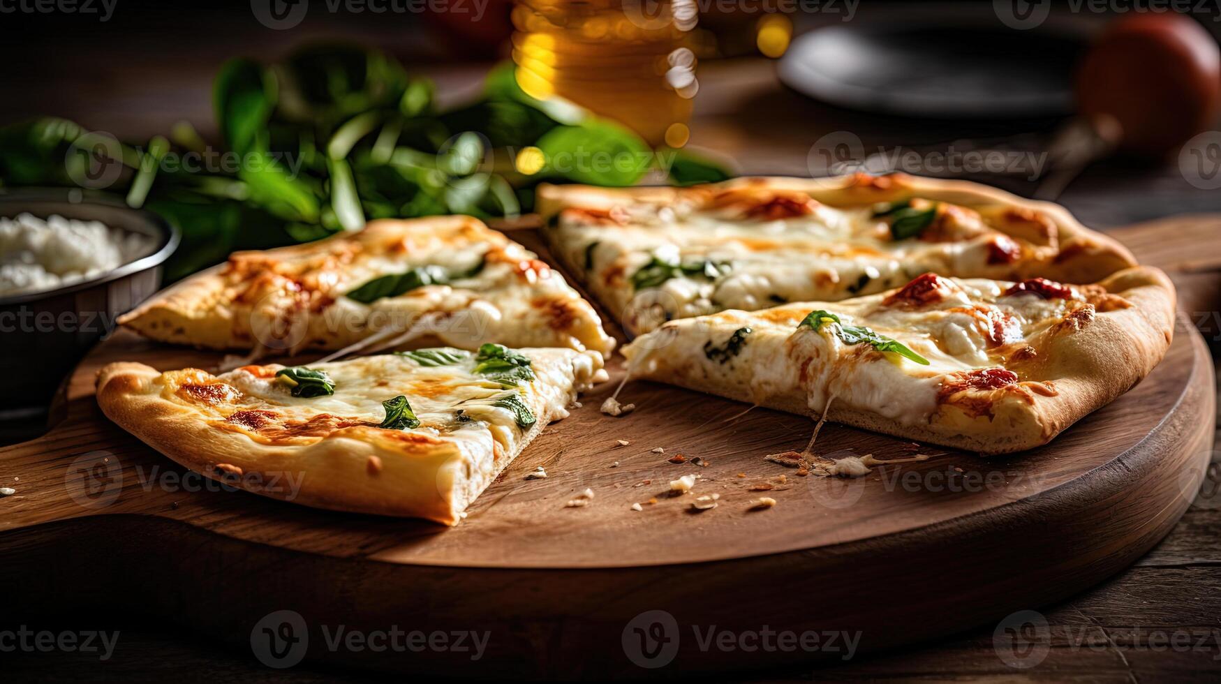 oben Aussicht köstlich Pizza mit Text Raum Attrappe, Lehrmodell, Simulation  Hintergrund mit generativ ai 22807317 Stock-Photo bei Vecteezy