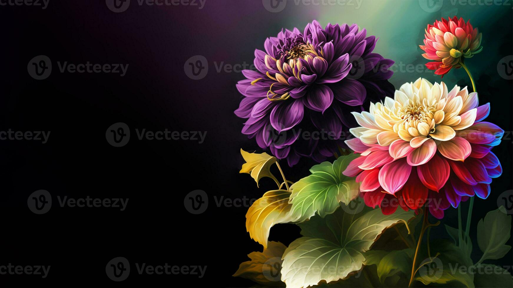 kreativ bunt Blumen, bunt Frühling Blumen, Aquarell Auswirkungen. Text Raum zum Ihre Botschaft. ai-generativ Digital Illustration. foto