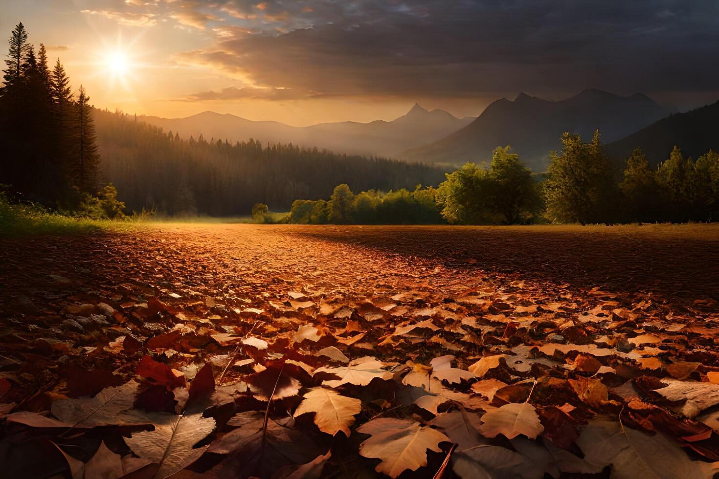 trocken Blatt auf Boden. ai generiert foto