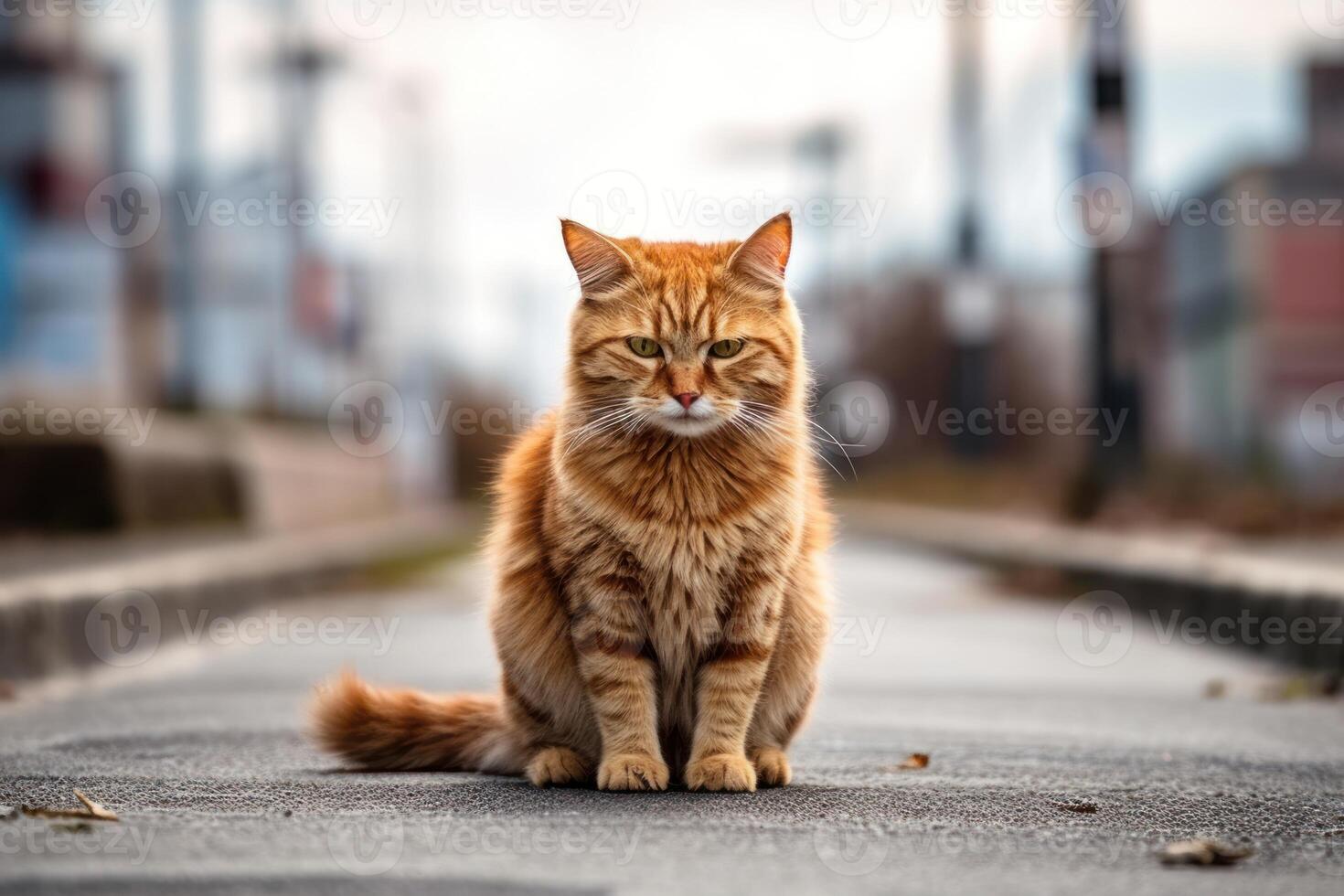 ai generiert streunend Katze im Achtung Hintergrund Tier Hintergrund foto