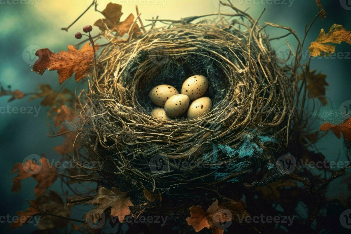 Nest Vogel Eier natürlich. generieren ai foto