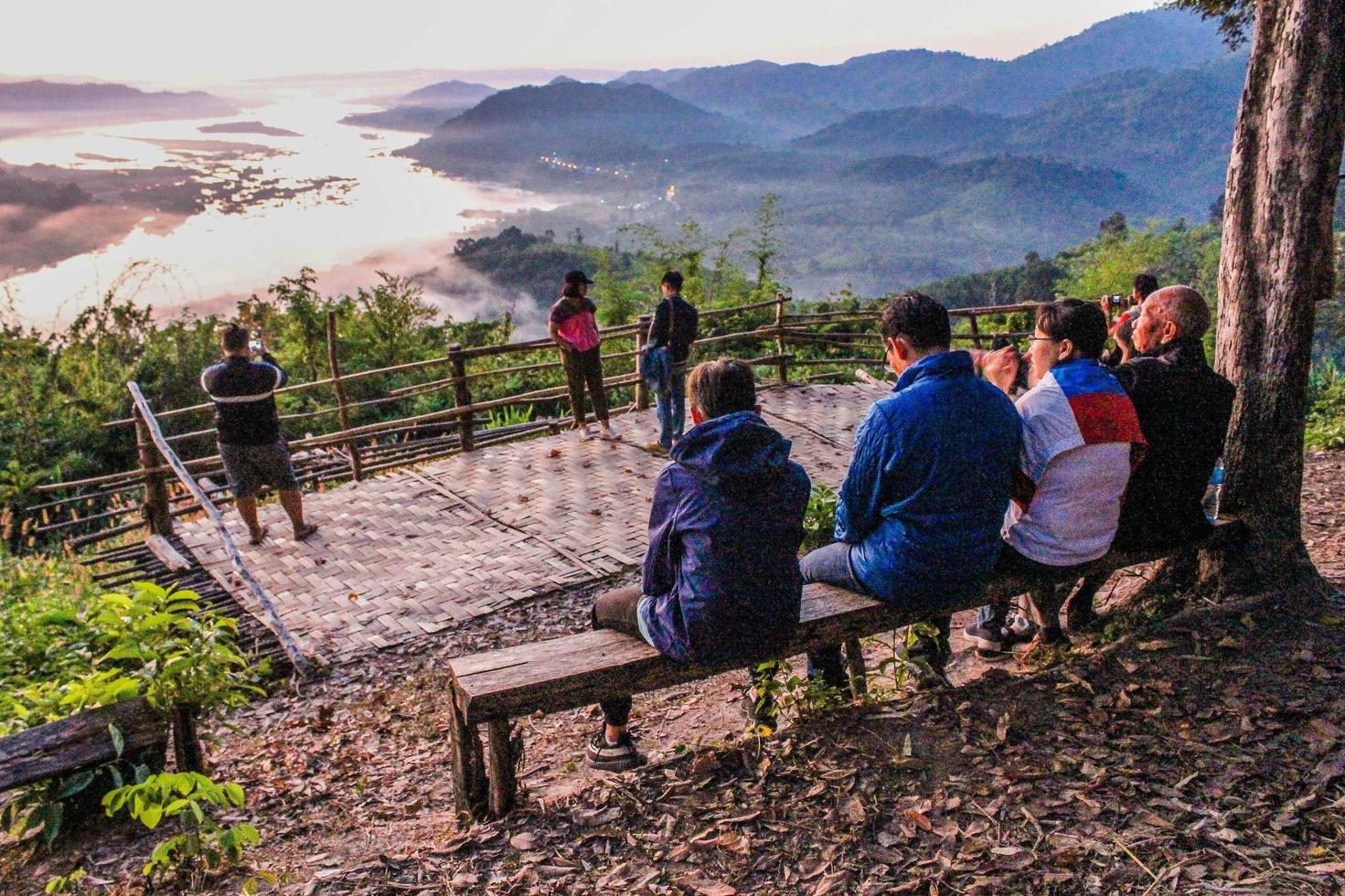 Morgensonnenlicht am Mekong, Sangkhom District, Thailand foto