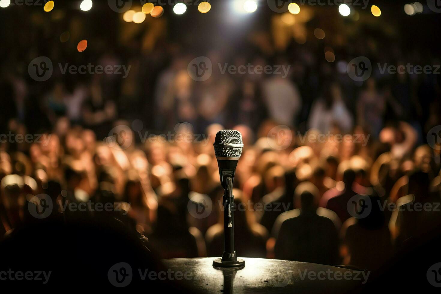 Mikrofon Publikum Verein Nacht. generieren ai foto