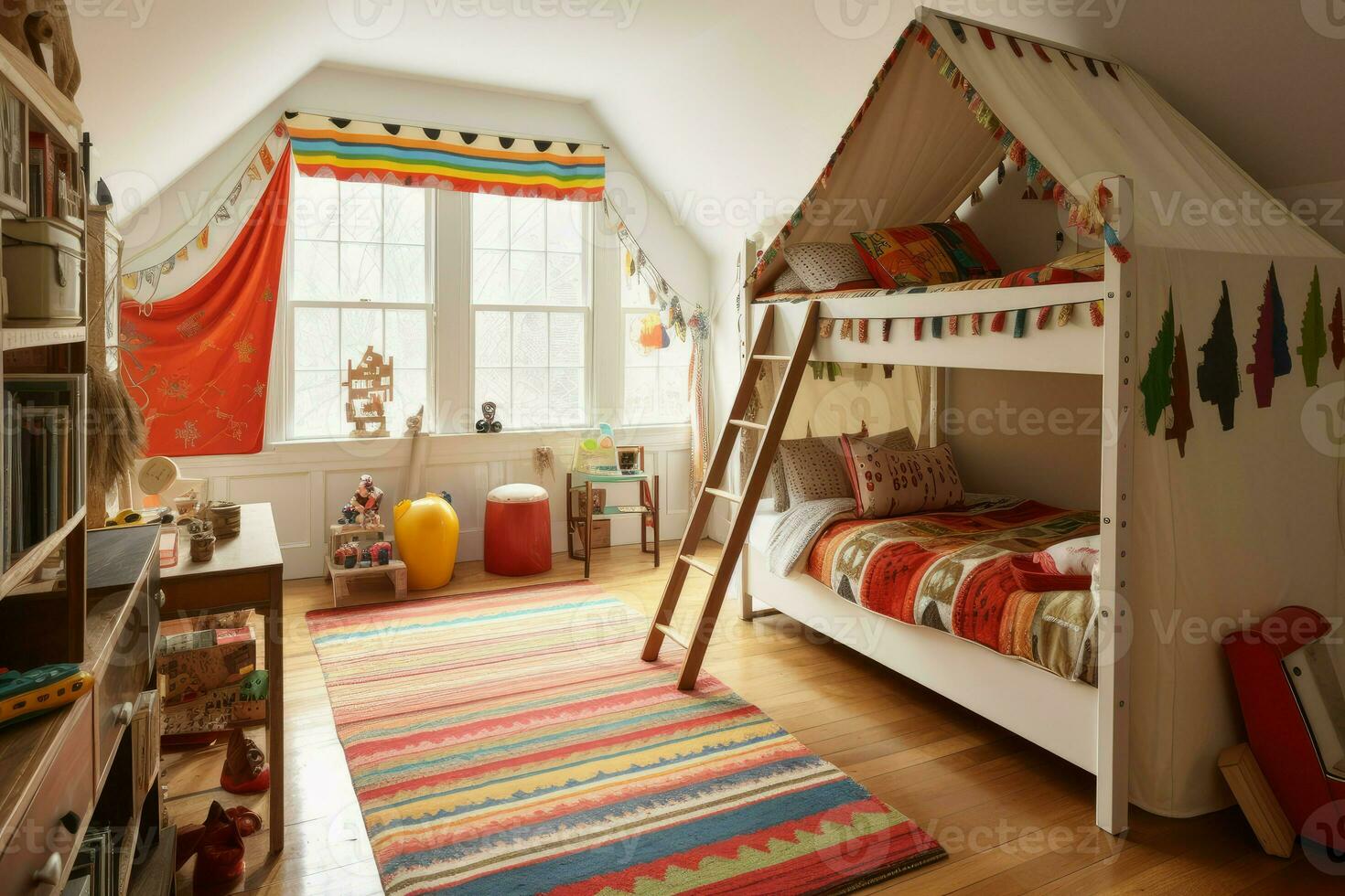 bunt Zimmer Kinder. generieren ai foto