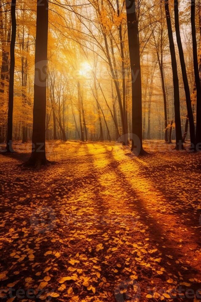 das die meisten schön Gelb Herbst Wald im das Welt. ai generativ foto