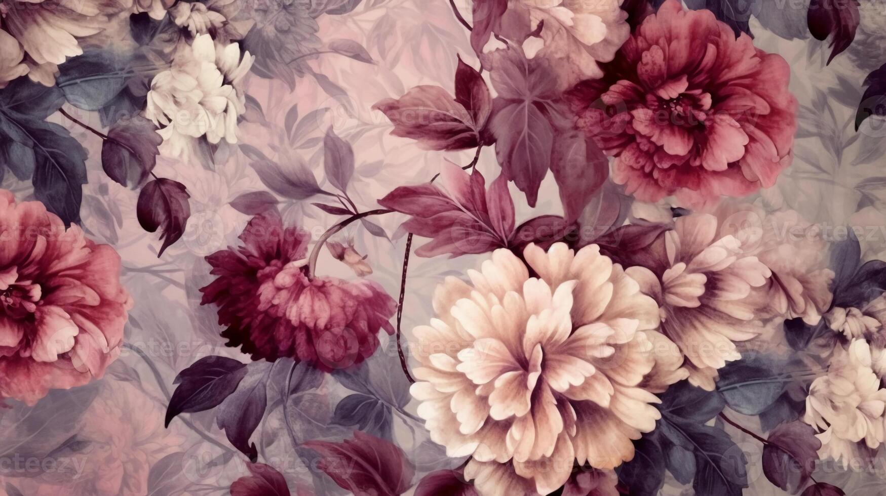 elegant und Jahrgang Blumen- Hintergrund Muster. ai generativ foto