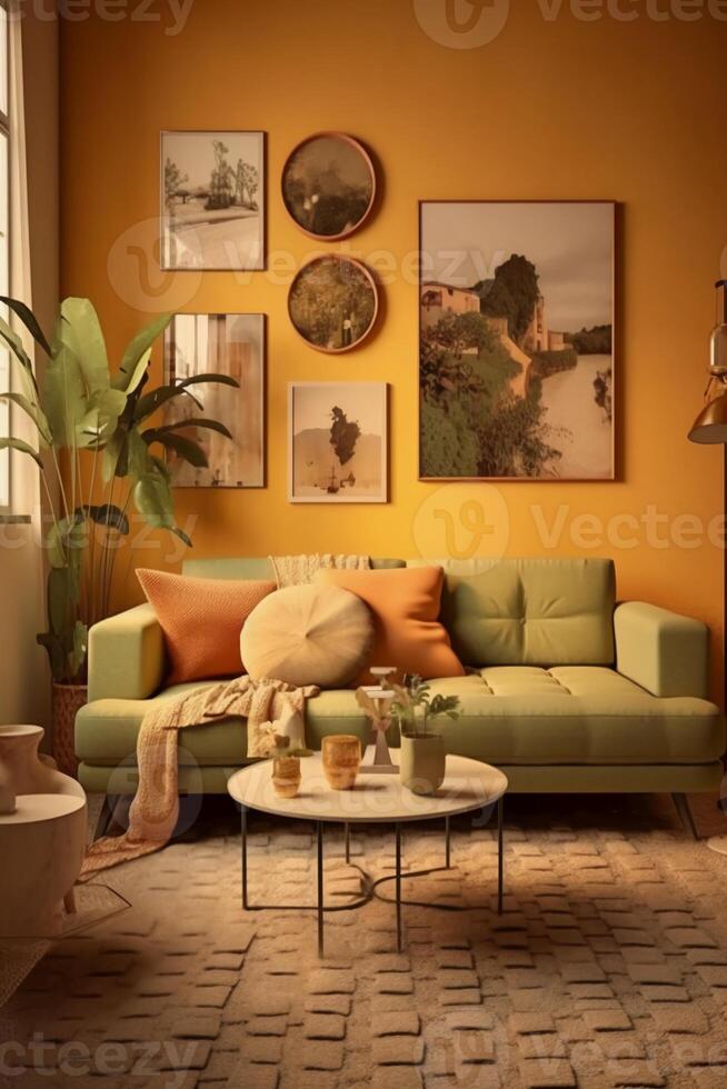 Foto von minimalistisch modern Wohnzimmer. ai generativ