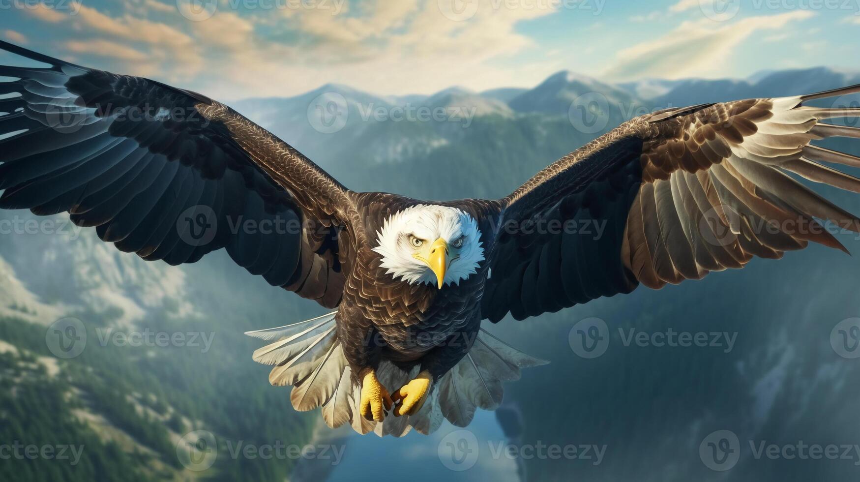 fotorealistisch Bild von ein majestätisch Adler hochfliegend im das Himmel. ai generativ foto