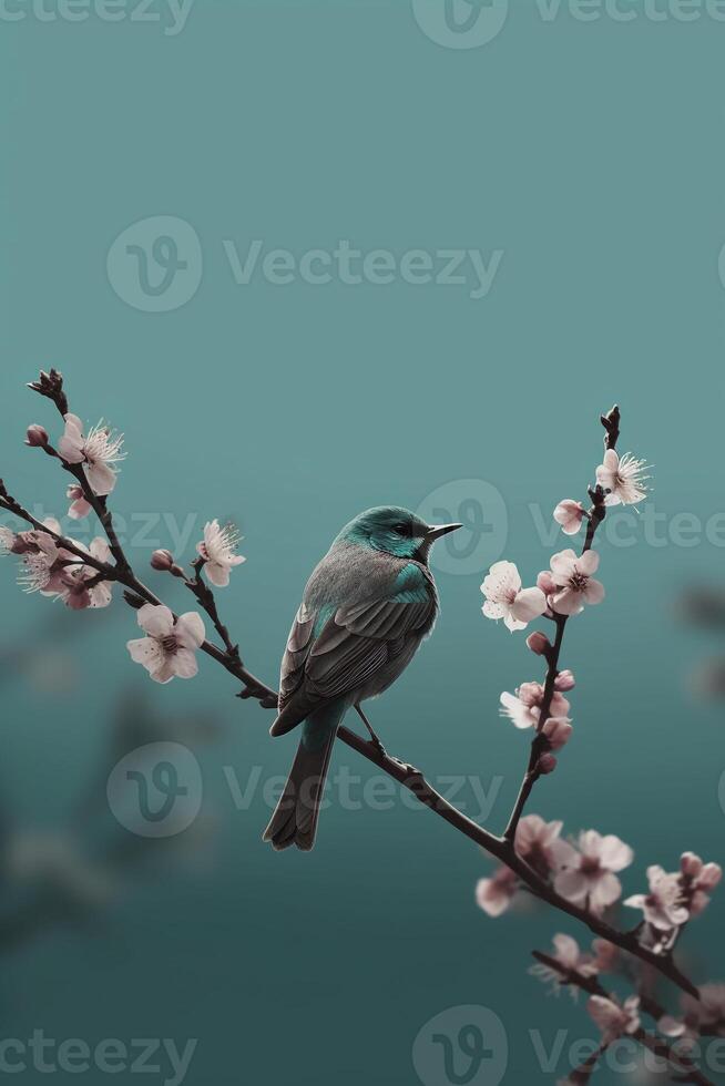 einfach Blumen und Vogel Telefon modern Hintergrund, minimal, abstrakt, ästhetisch, modern, minimalistisch. ai generativ foto