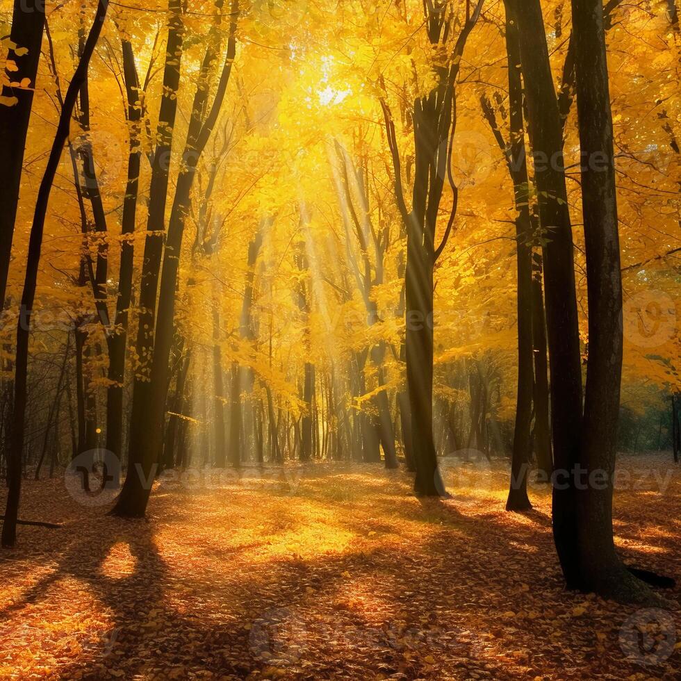 das die meisten schön Gelb Herbst Wald im das Welt. ai generativ foto