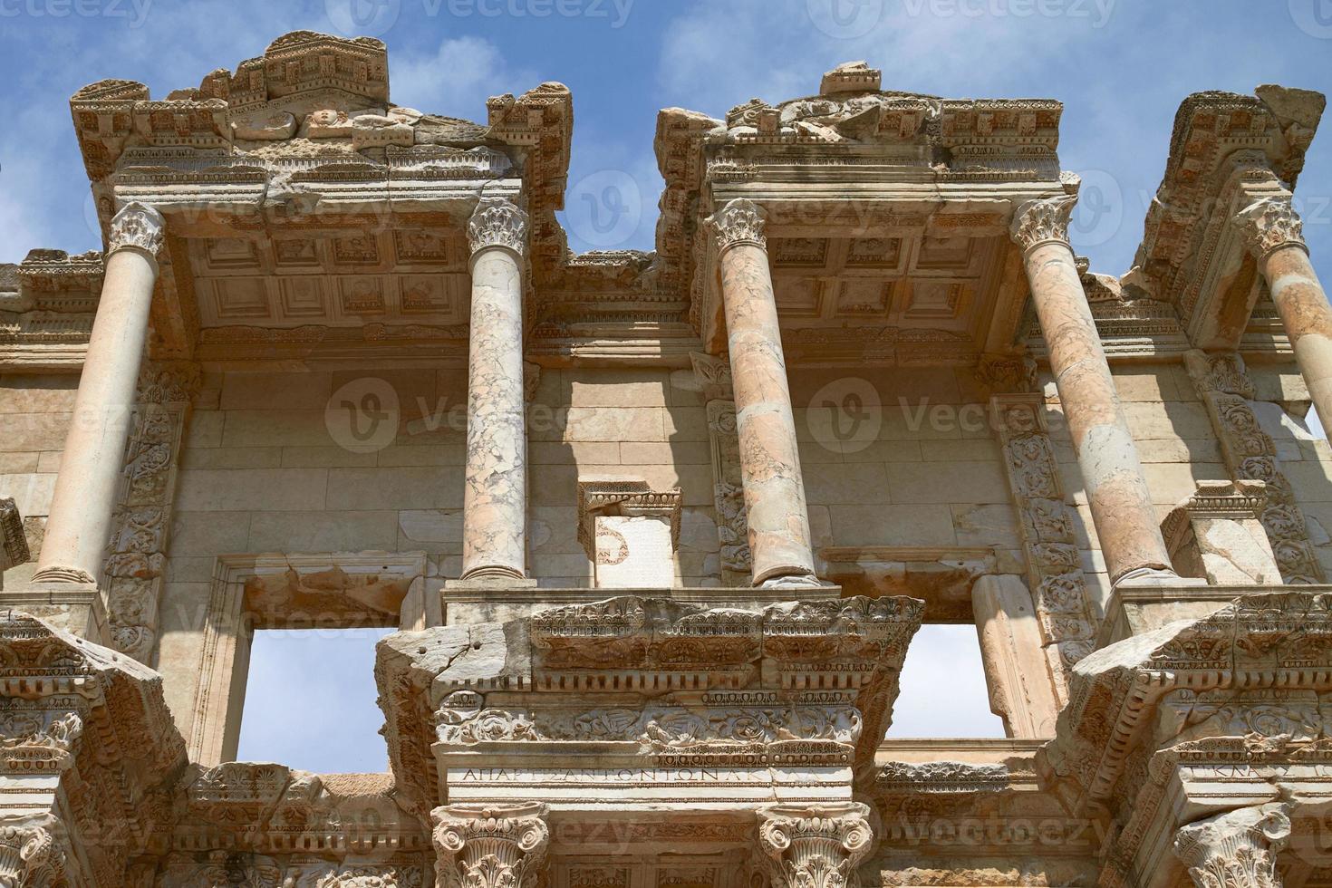 Fassade der alten Celsus-Bibliothek in Ephesus-Truthahn foto