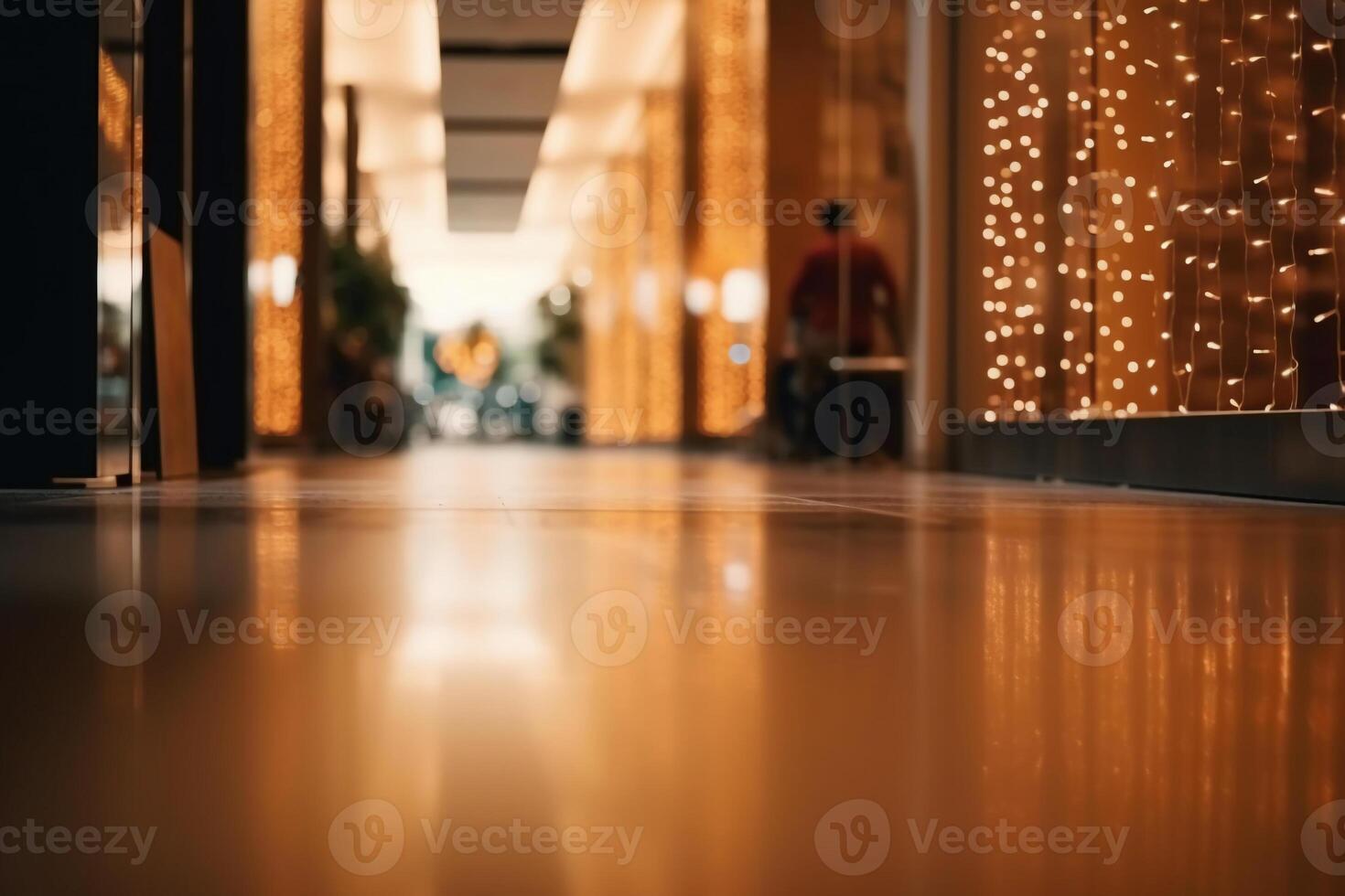 warm Licht. verwischen Licht Hintergrund beim Geschäft im Einkaufszentrum zum Geschäft Hintergrund, verschwommen abstrakt Bokeh beim Innere Flur,. ai generativ foto