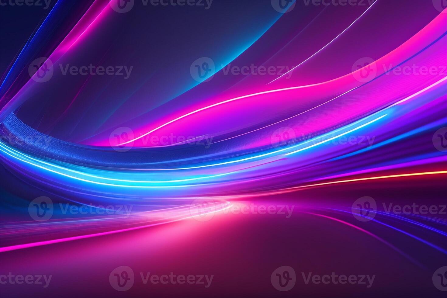 abstrakt futuristisch Hintergrund mit Rosa Blau glühend Neon- ziehen um hoch Geschwindigkeit Welle Linien und Bokeh Beleuchtung Daten Transfer Konzept, ai generiert foto