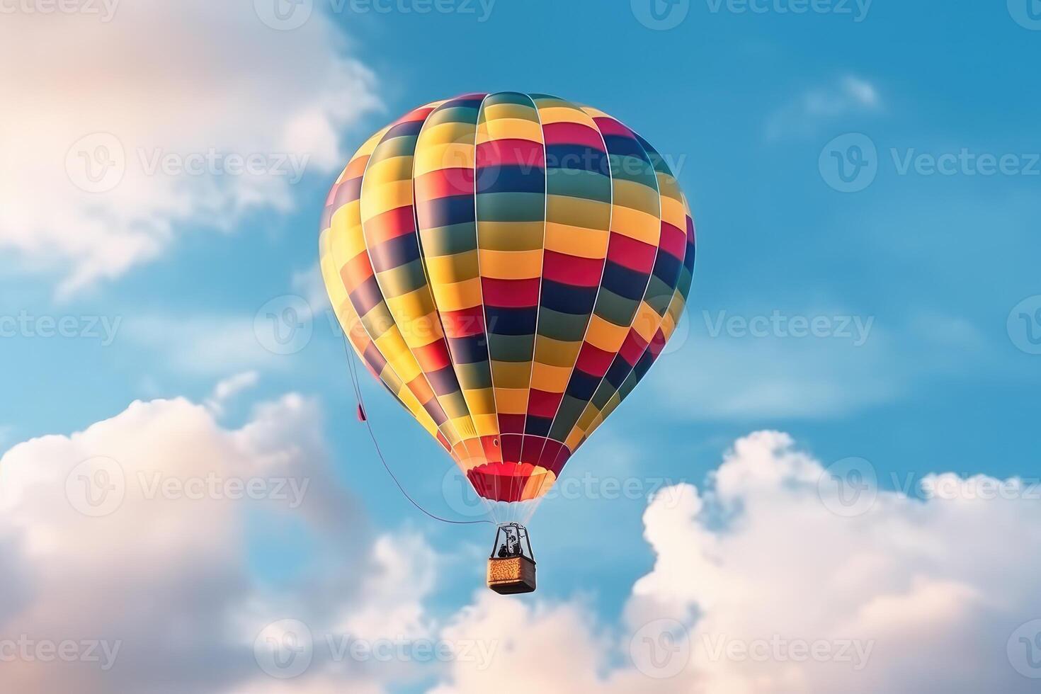 bunt heiß Luft Luftballons im Flug, ai generiert foto