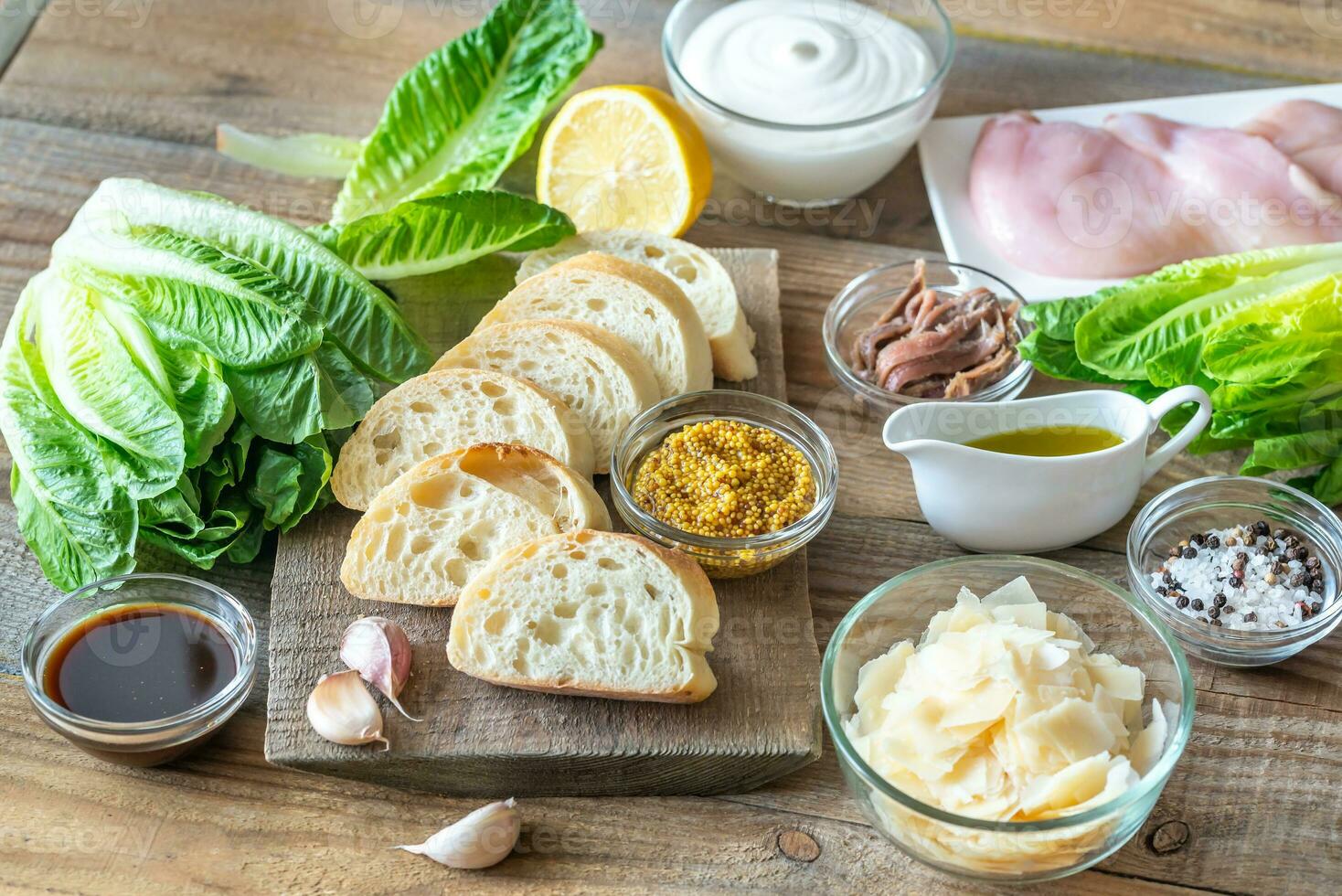 Zutaten für Caesar Salat foto