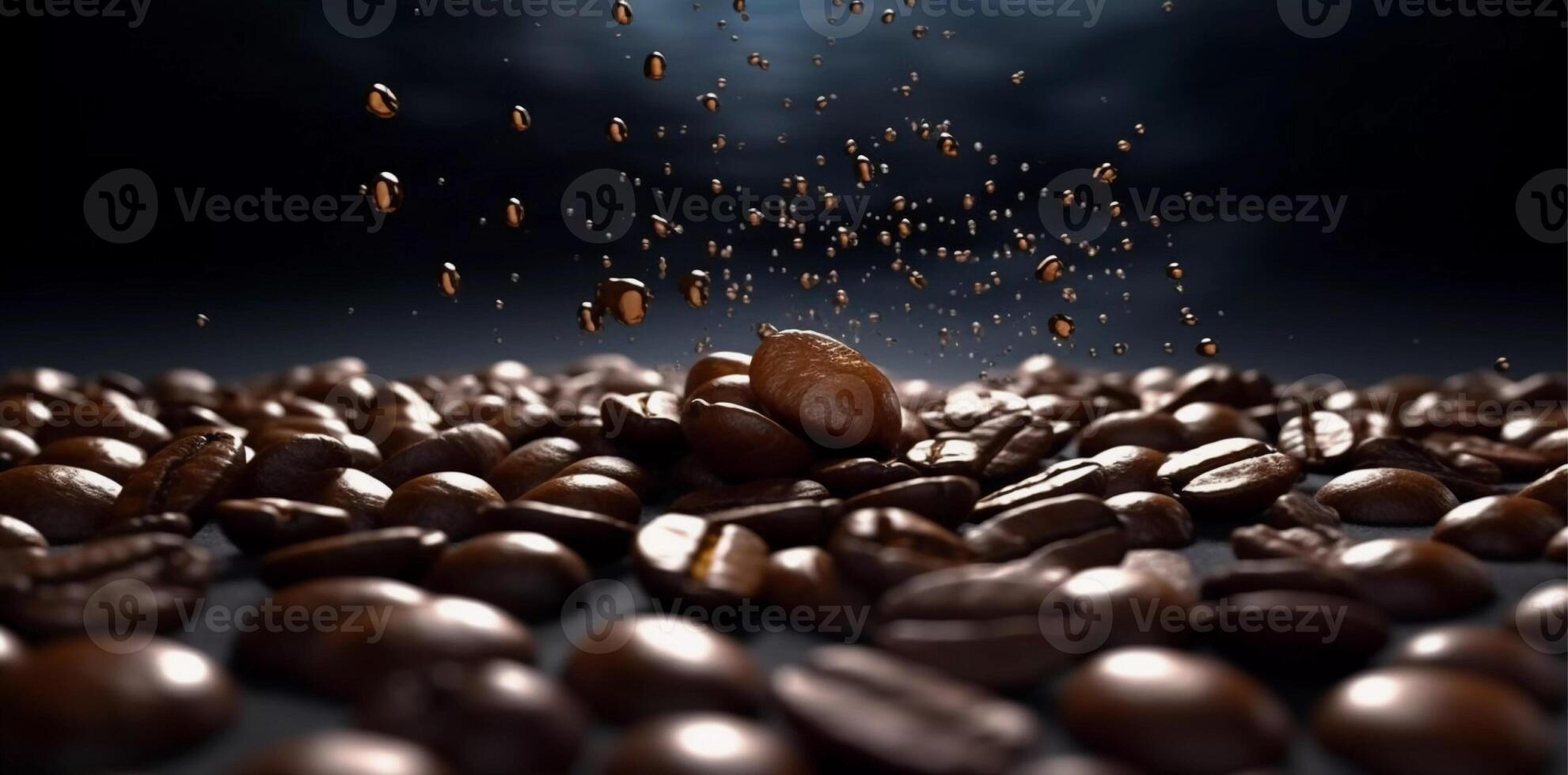 Kaffee Bohne fallen Textur Kaffee, im das Stil von fotorealistisch Landschaften, dunkel Atmosphäre, Oktan machen, dunkel grau und Licht Bronze- ai generiert foto