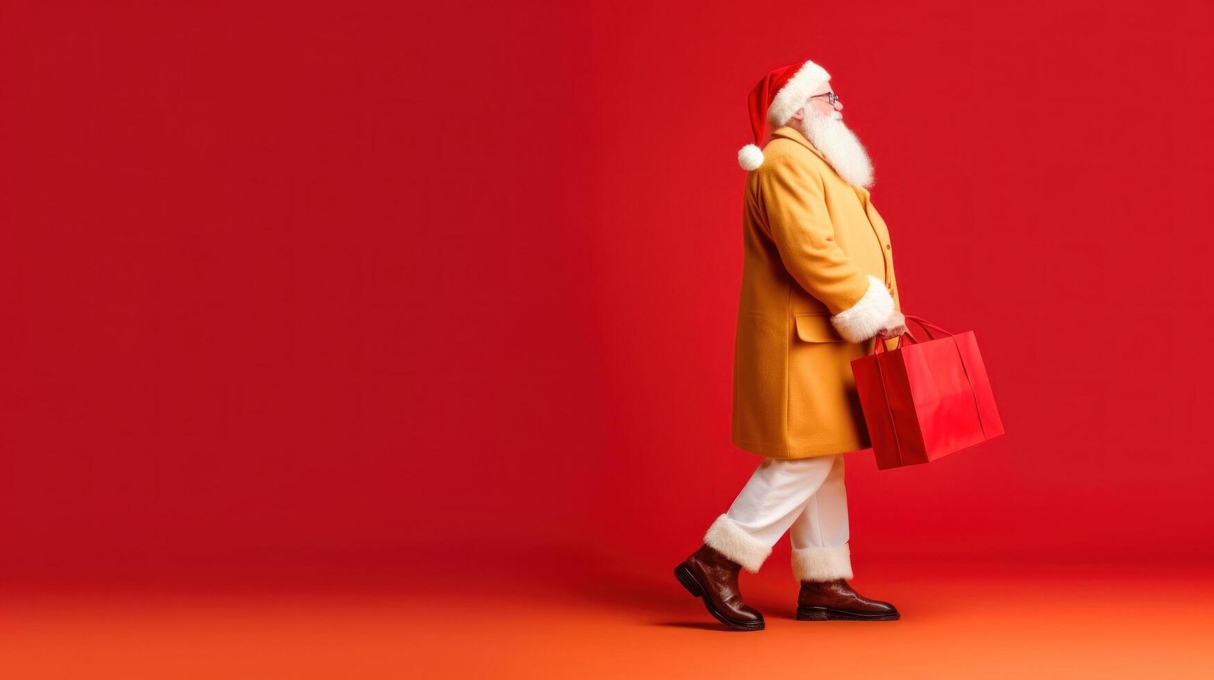 Santa auf lebendig leeren Hintergrund. Illustration ai generativ foto