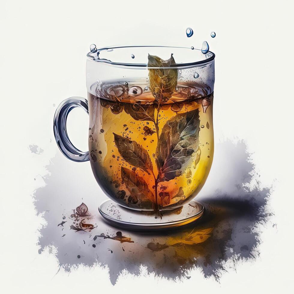 Aquarell Tee. Illustration ai generativ foto