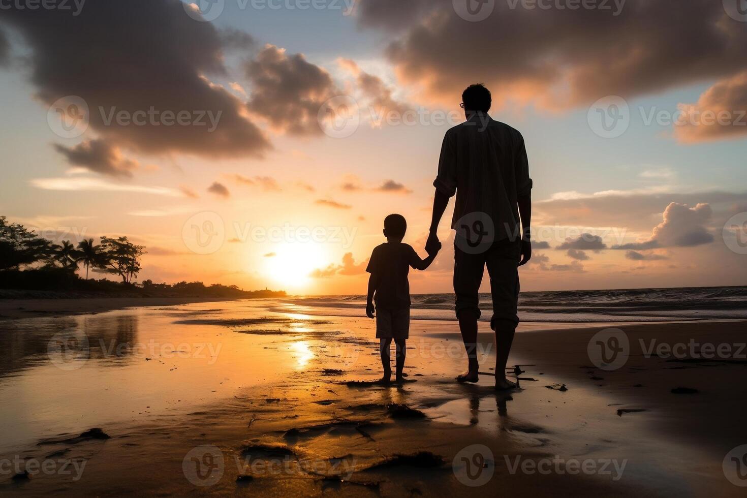 ein Vater und seine Kind Ausgaben Zeit zusammen. Vaters Tag Grafik Illustration, generativ ai foto
