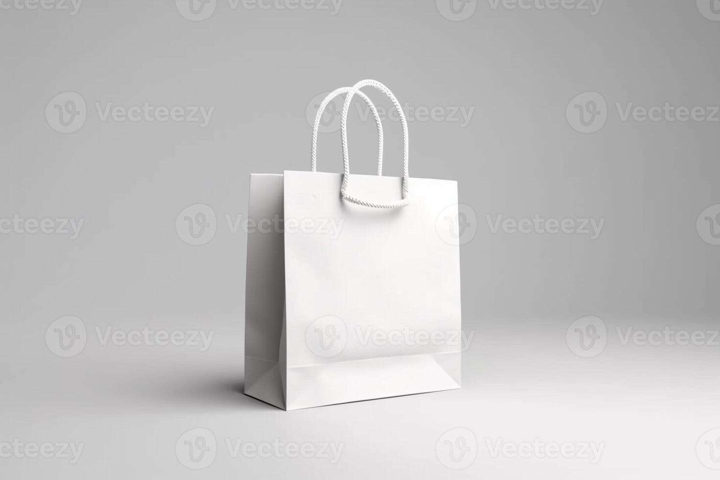 Weiß Karton Einkaufen Tasche isoliert auf Weiß Hintergrund. ai generativ foto
