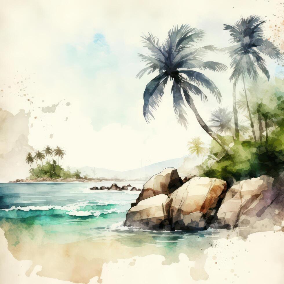 Aquarell tropisch Strand ai generiert foto