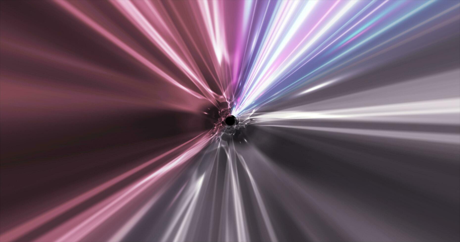 Abstrakter, leuchtender Weltraumtunnel, der mit hoher Geschwindigkeit vor hellem, futuristischem High-Tech-Linien-Hintergrund fliegt foto