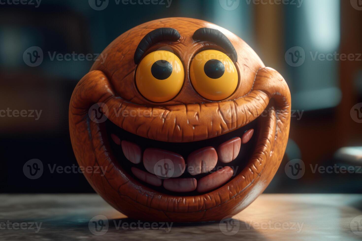 komisch Gesicht Ball, Emoji Lächeln generativ ai foto
