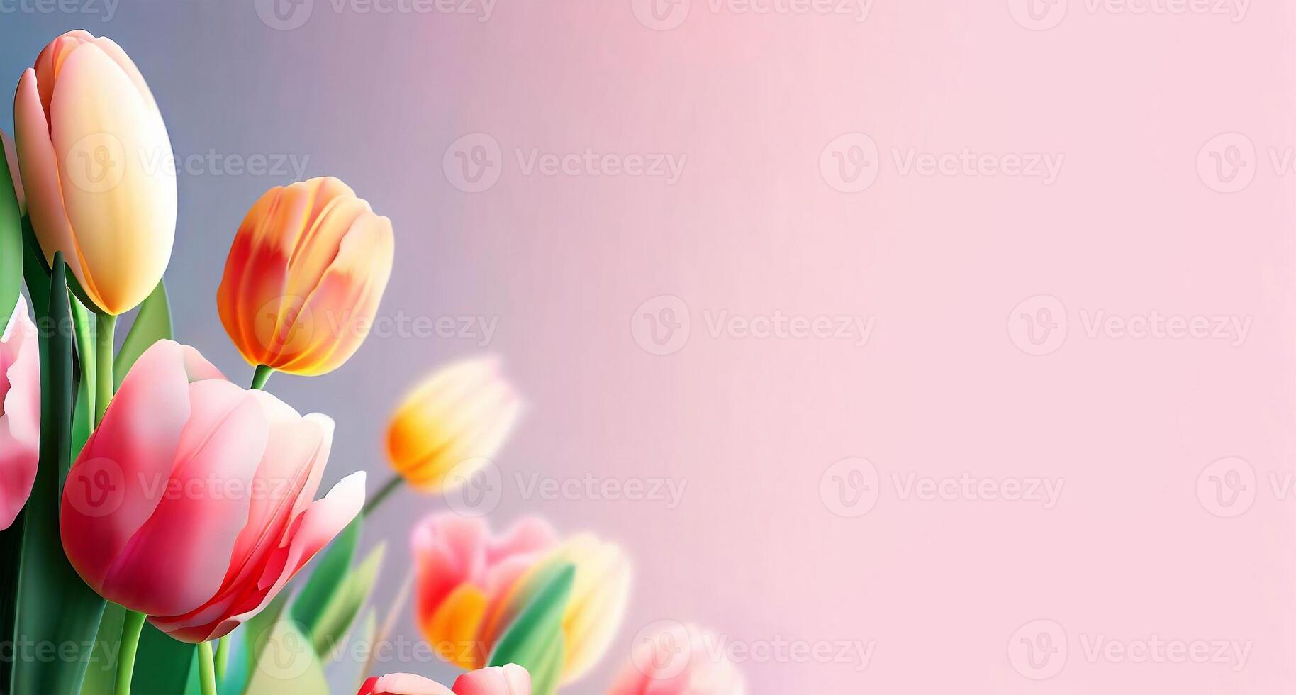 Blumen- Blume Hintergrund und Banner Karte Design zum Mutter Tag Damen Tag Valentinsgrüße Tag ai generativ foto