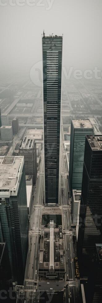 modern Mega höchste Wolkenkratzer und Büro Gebäude im finanziell Bezirk, generativ ai Technologie. foto