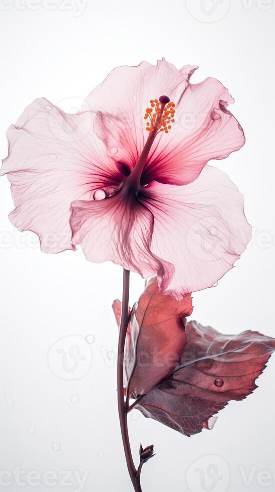 auffällig Bild von Sanft Rosa blühen Hibiskus Blume. generativ ai. foto