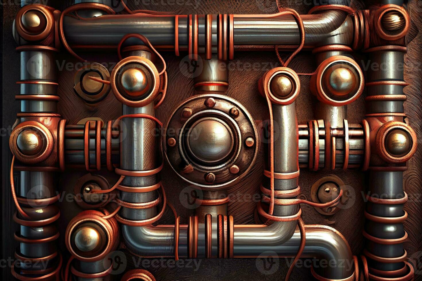 Steampunk Rohre Hintergrund, ai Generation foto