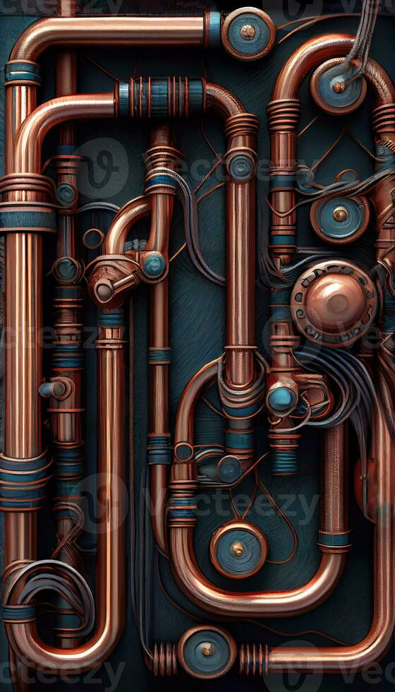 Steampunk Rohre Hintergrund, ai Generation foto