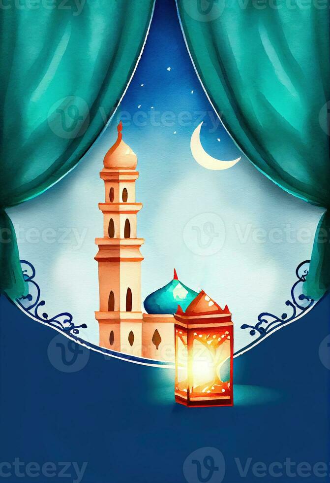 Ramadan Aquarell Hintergrund, ai Generation foto