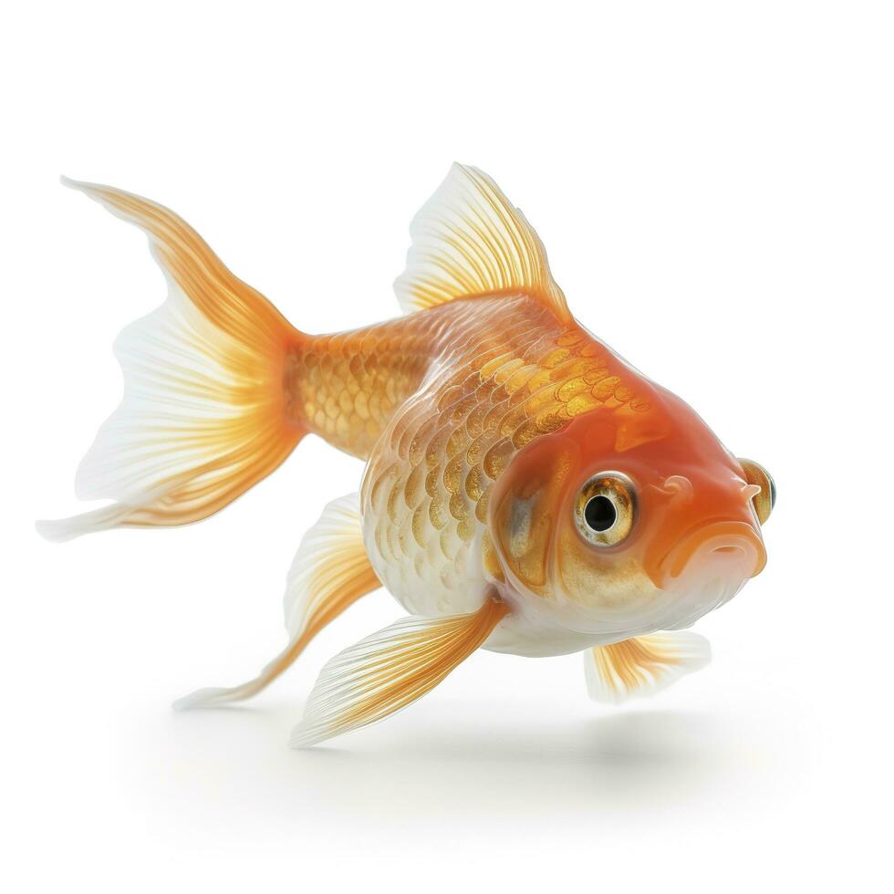 Goldfisch isoliert auf Weiß Hintergrund, generieren ai foto