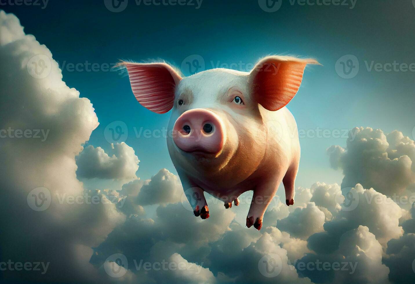 Schweine fliegen im das Himmel. generieren ai foto