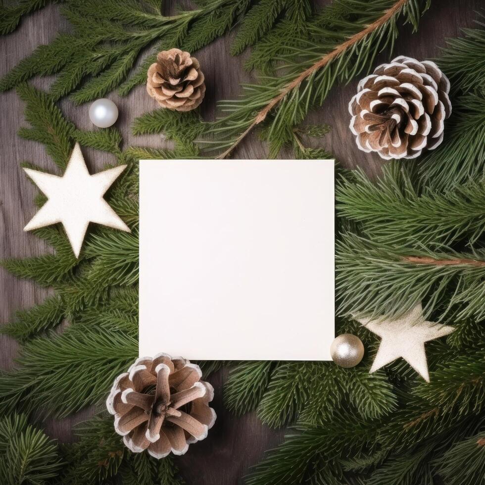 Weihnachten Rahmen Hintergrund. Illustration ai generativ foto