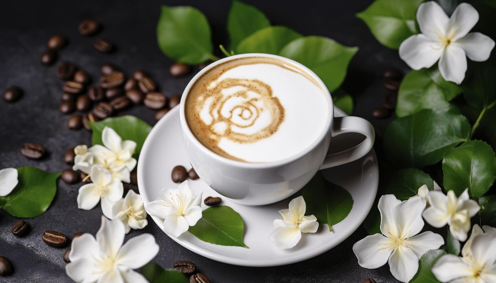 Kaffee mit Blume , generativ ai foto