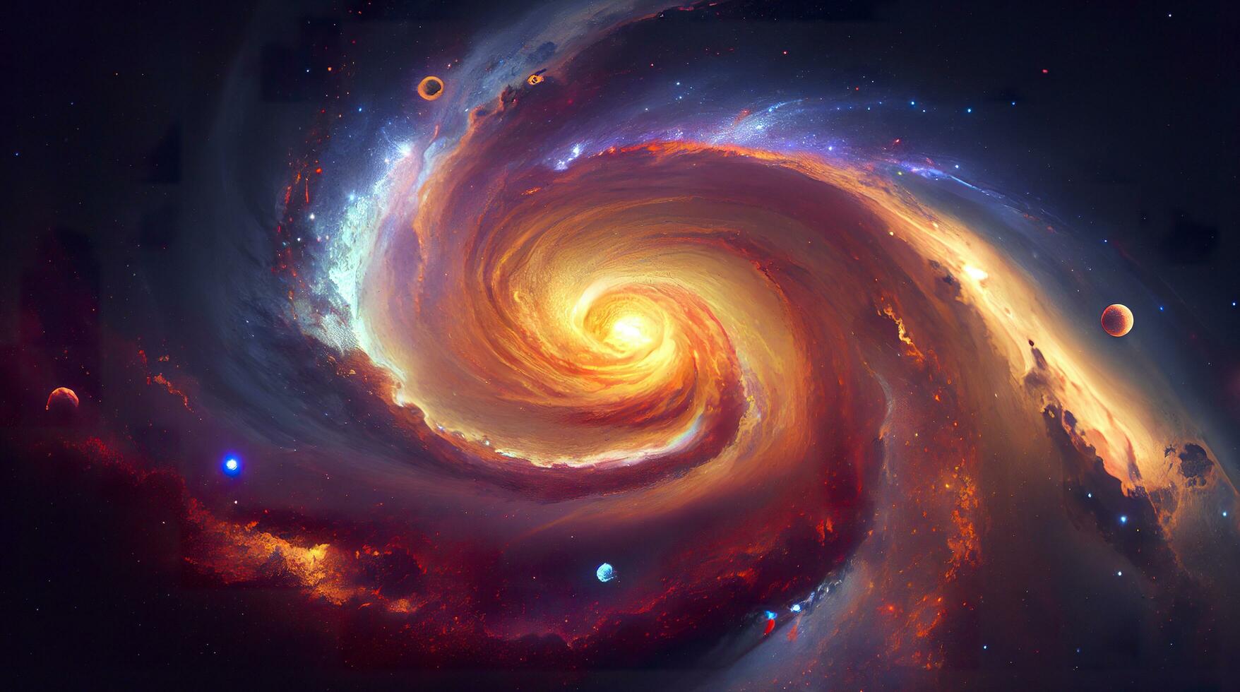 ein Aussicht von Raum zu ein Spiral- Galaxis und Sterne. Universum gefüllt mit Sterne, Nebel und Galaxis,. Elemente von diese Bild möbliert durch NASA, erzeugen ai foto