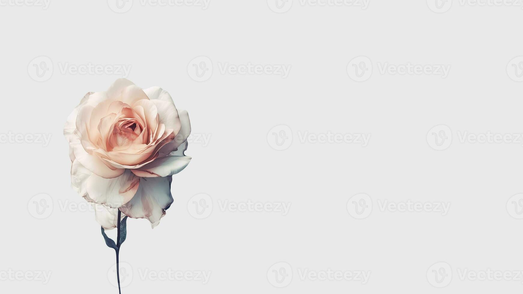 tolle Sanft Rosa Rose Blume isoliert auf Weiß Hintergrund und Raum zum Botschaft. generativ ai. foto