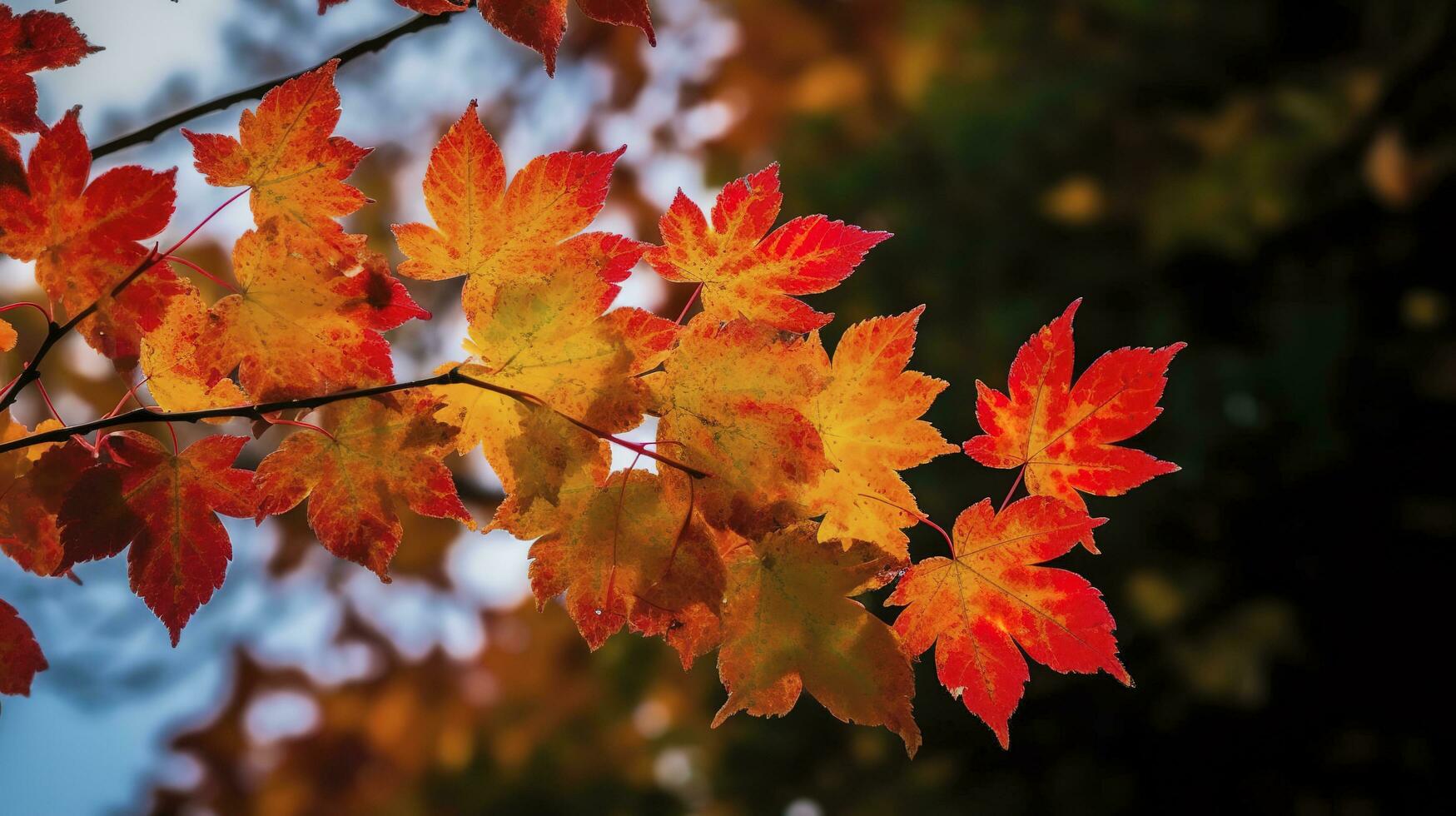 schön Herbst Landschaft mit. bunt Laub im das Park. fallen Blätter natürlich Hintergrund, generieren ai foto