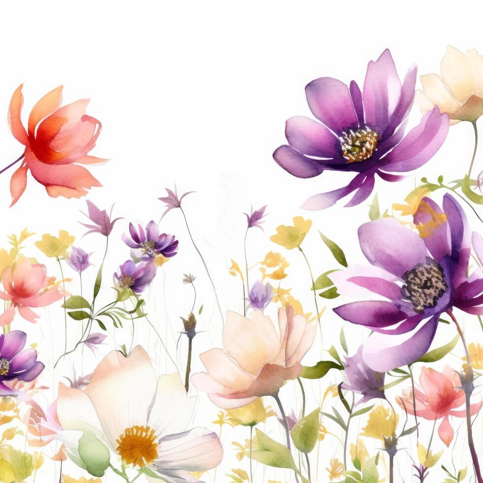 Aquarell Blumen- Rahmen Hintergrund. Illustration ai generativ foto