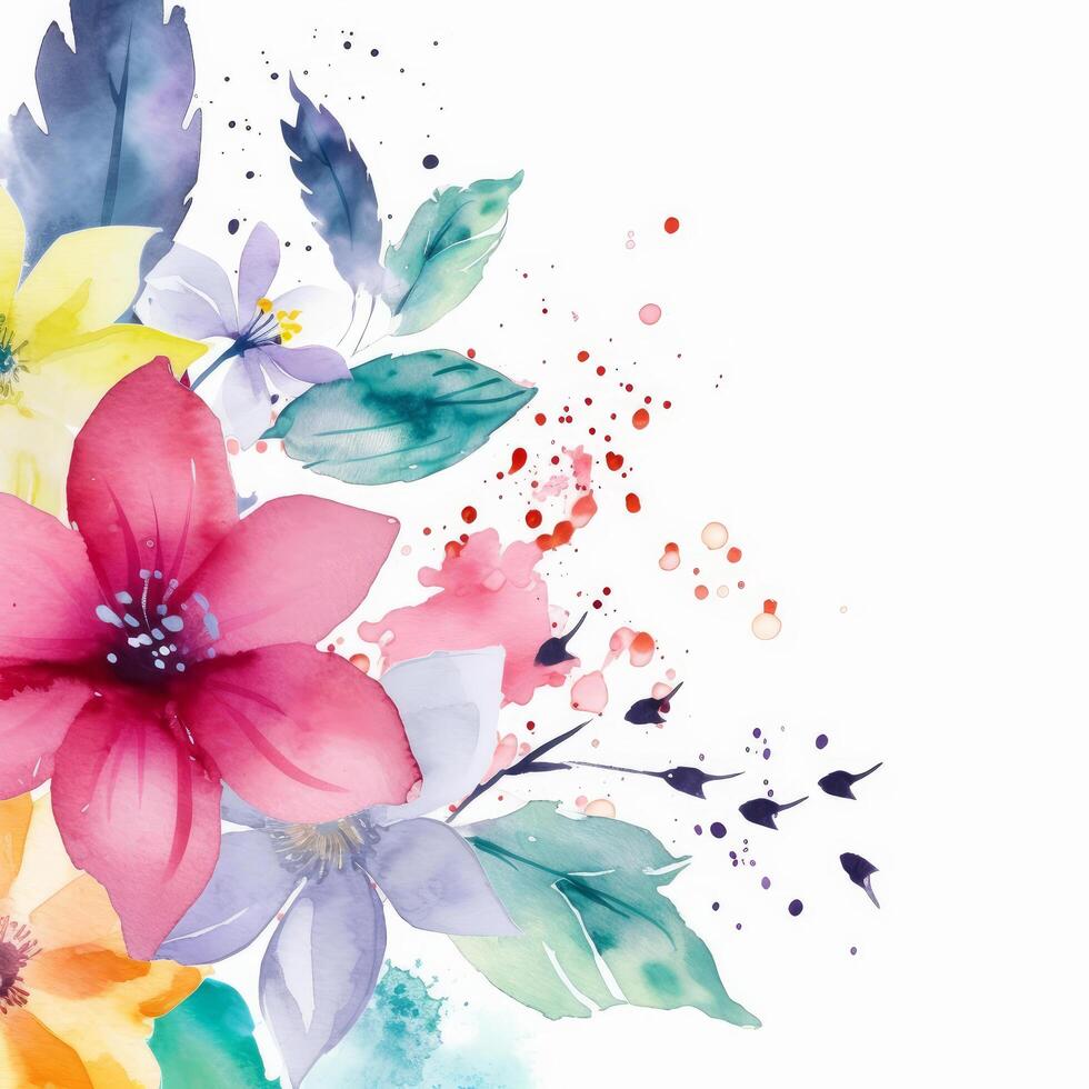 Aquarell Blumen- Rahmen Hintergrund. Illustration ai generativ foto