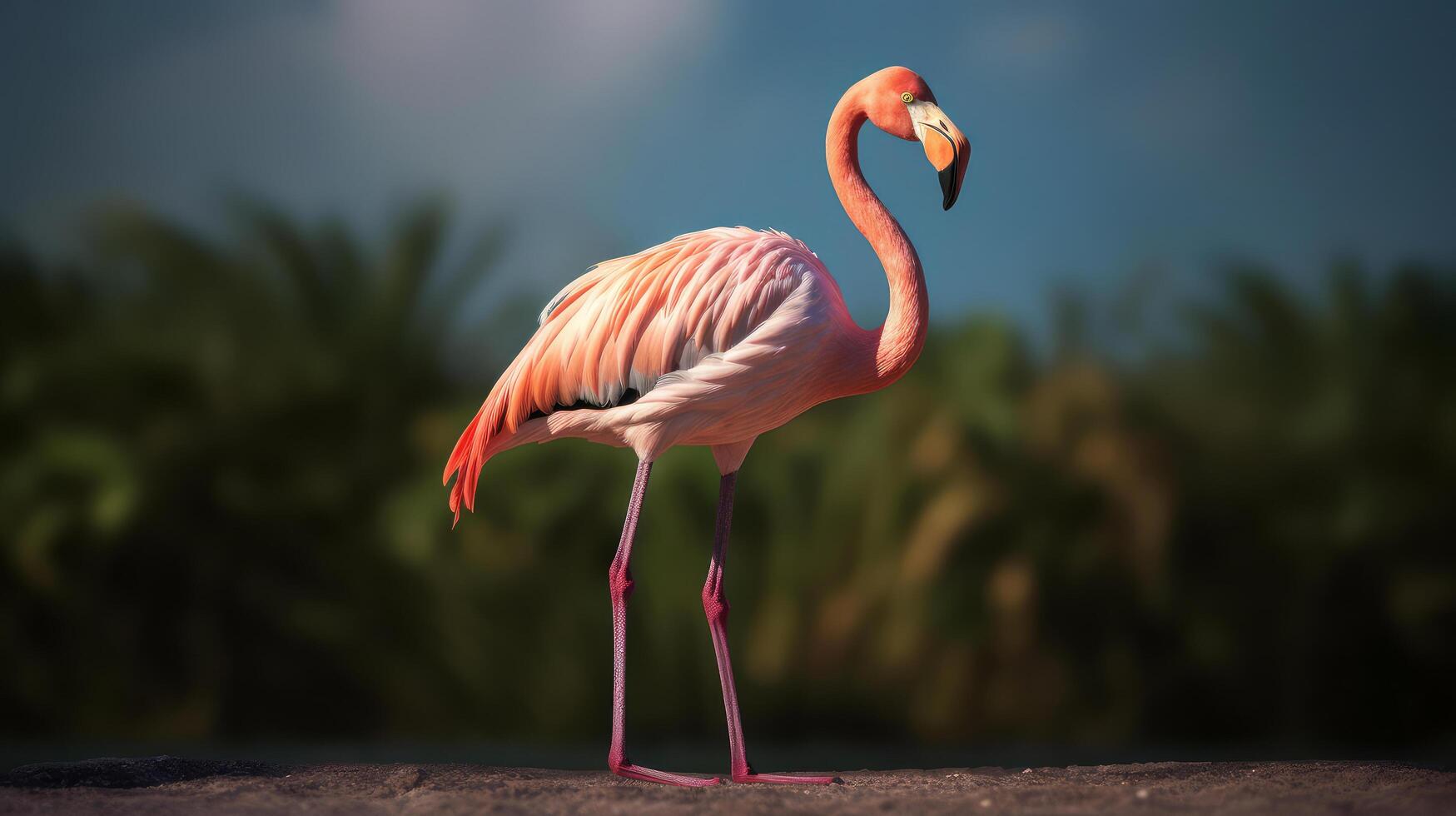 Rosa Flamingo. Illustration ai generativ foto
