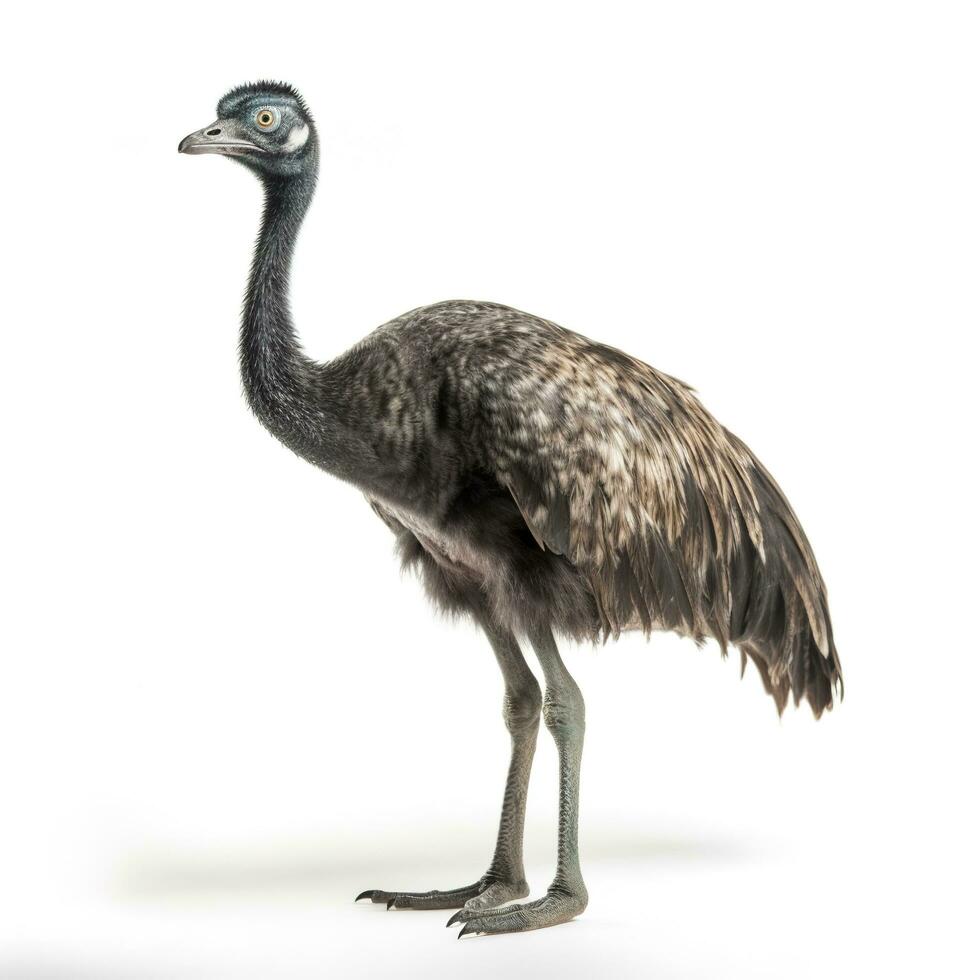 Emu isoliert auf Weiß Hintergrund, generieren ai foto