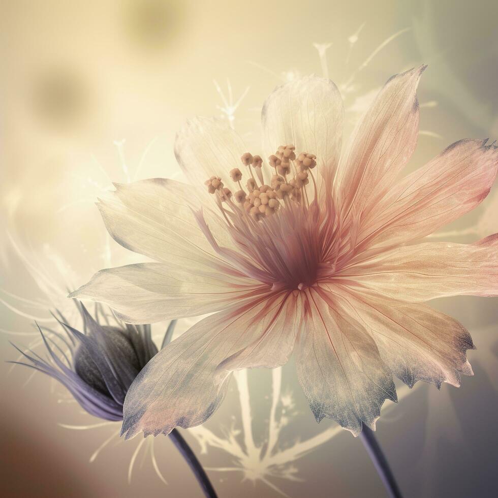 abstrakt Blume, zart botanisch Blumen- Hintergrund , erzeugen ai foto
