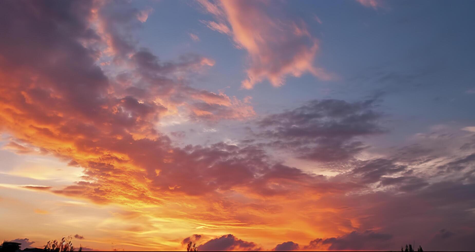Panorama- Abend Himmel und Wolken im das Morgen Hintergrund generativ ai foto