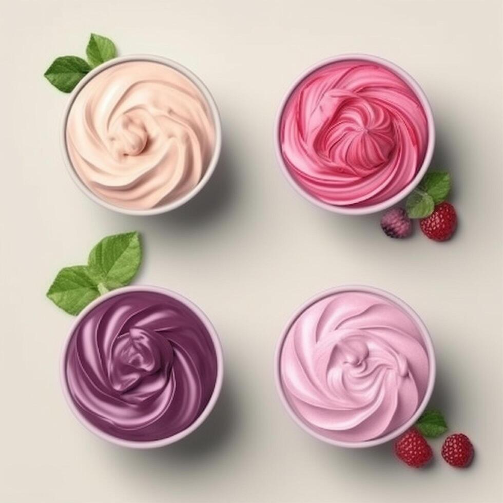 gefroren Joghurt ist ein Joghurt und Molkerei Nachtisch, Mehr Torte als Eis Creme, und niedrig im fett. ai generiert. foto