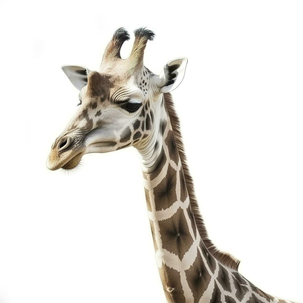 Giraffe isoliert auf Weiß Hintergrund, generieren ai foto