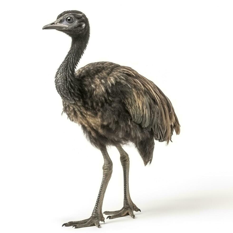 Emu isoliert auf Weiß Hintergrund, generieren ai foto