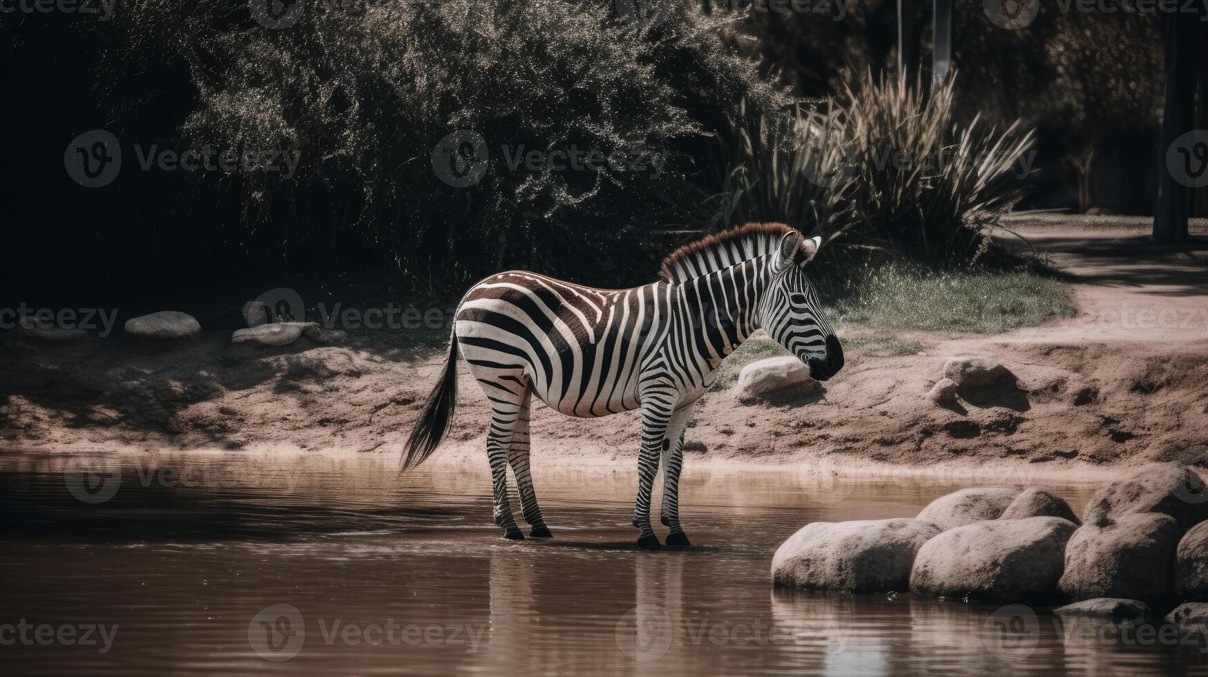 Zebra im natürlich Hintergrund. Illustration ai generativ foto